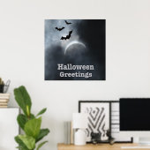 Griezelige Halloween-vleermuizen in eclips Poster (Thuiskantoor)