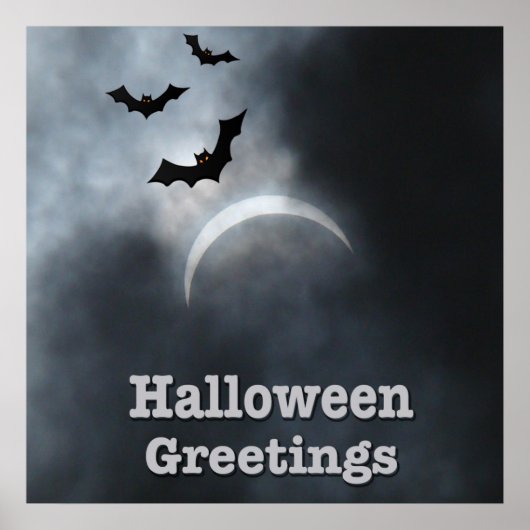 Griezelige Halloween-vleermuizen in eclips Poster (Voorkant)
