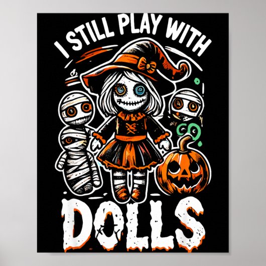 Griezelige halloween voodoo pop voor horror fans poster (Voorkant)