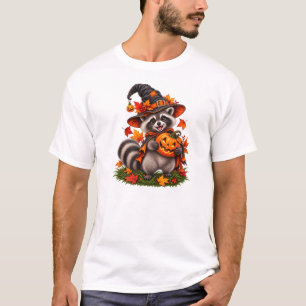 Griezelige Halloween Wasbeer Heks – Pompoen Magie T-shirt