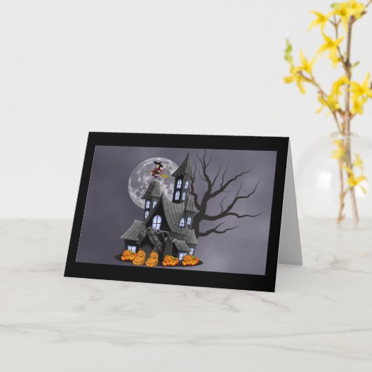 griezelige halloween wenskaart kaart (Gele Bloem)