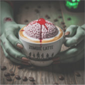 Griezelige Halloween Zombie Latte Sticker (Voorkant)