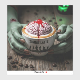 Griezelige Halloween Zombie Latte Sticker
