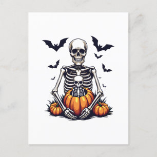 Griezelige Halloween Zwangere Skelet Zwangerschap Briefkaart