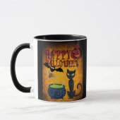 Griezelige Halloween Zwarte Kat Magische Mok (Links)