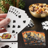 Griezelige Halloween Zwarte Kat Pokerkaarten (Insitu)