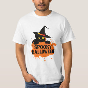 Griezelige Halloween Zwarte Kat T-Shirt