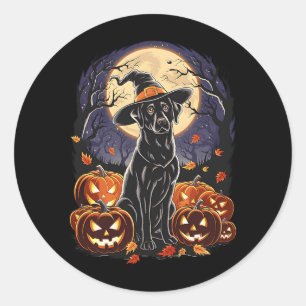Griezelige Halloween Zwarte Labrador Retriever Hek Ronde Sticker