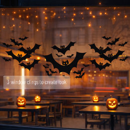 Griezelige Halloween Zwarte Vleermuizen Raamsticker