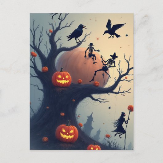 Griezelige Halloweenboom Briefkaart (Voorkant)