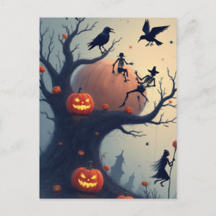 Griezelige Halloweenboom Briefkaart