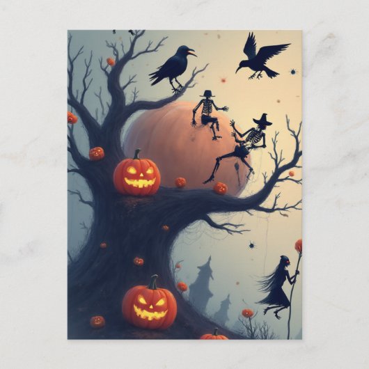 Griezelige Halloweenboom Briefkaart (Voorkant)