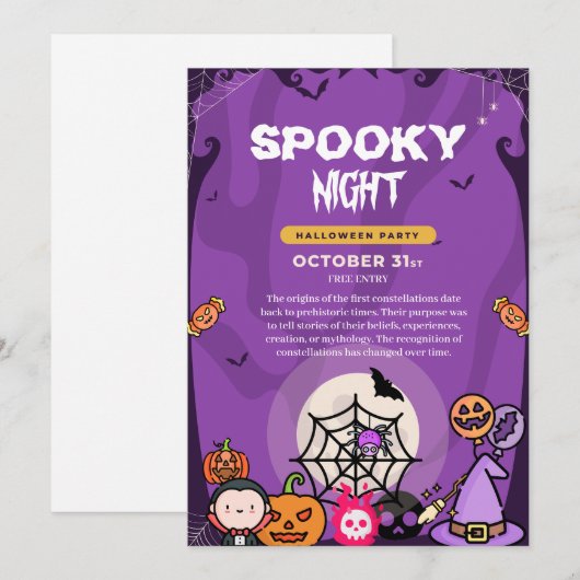 Griezelige Halloweenfeest Uitnodiging (Voorkant / Achterkant)