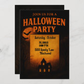 Griezelige Halloweenfeest Uitnodiging | Spookhuis  (Voorkant / Achterkant)