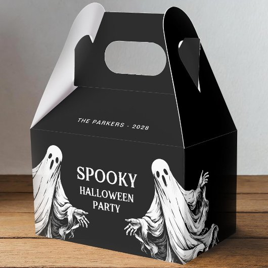 Griezelige Halloweenfeestbehandeling met spook Bedankdoosjes