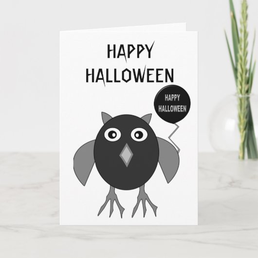 Griezelige Halloweenfeestuil aangepaste kaart (Voorkant)