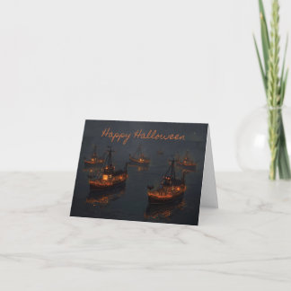 Griezelige havenlichten – Griezeldonker Halloween- Bedankkaart