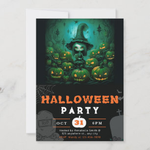 Griezelige Hek Jack-O'-Lanterns Vollemaan Hallowee Kaart