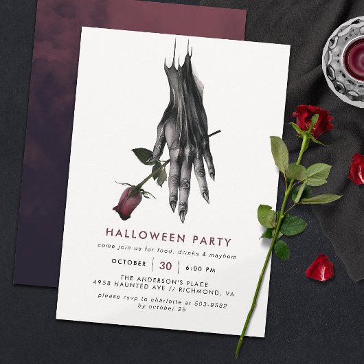 Griezelige heks hand | Modern Halloween Party Kaart