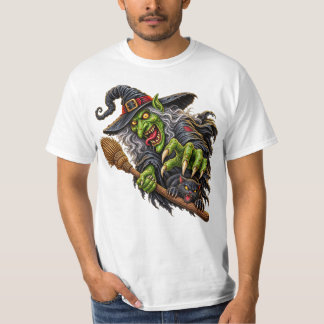 GRIEZELIGE HEKS met BEZEM en ZWARTE KAT T-shirt