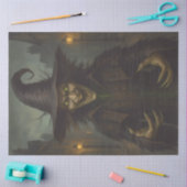 Griezelige heks met gloeiende ogen - spookachtige tissuepapier (Craft)