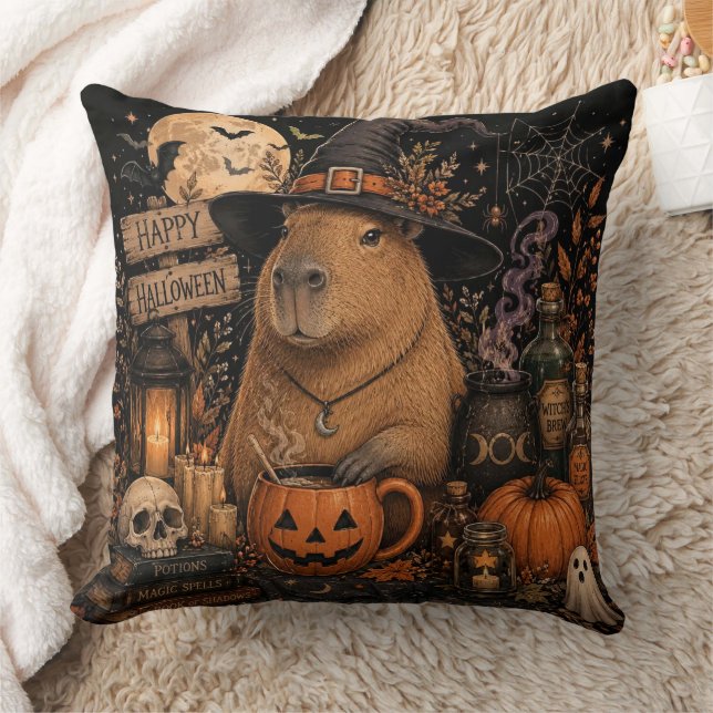 Griezelige Heksen Capybara Halloween Kussen (Deken)