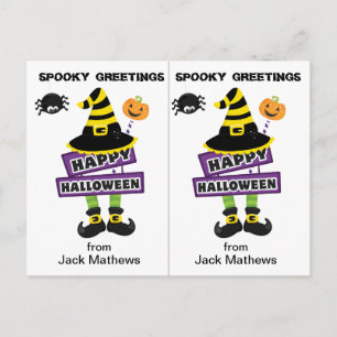Griezelige Heksen Halloween Begroetingskaart Schoo Briefkaart