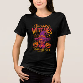 Griezelige Heksen Halloween Club Schedel - Heksenh Tri-Blend Shirt