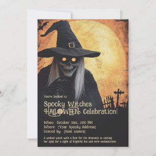 Griezelige Heksen Halloween Feest Kaart