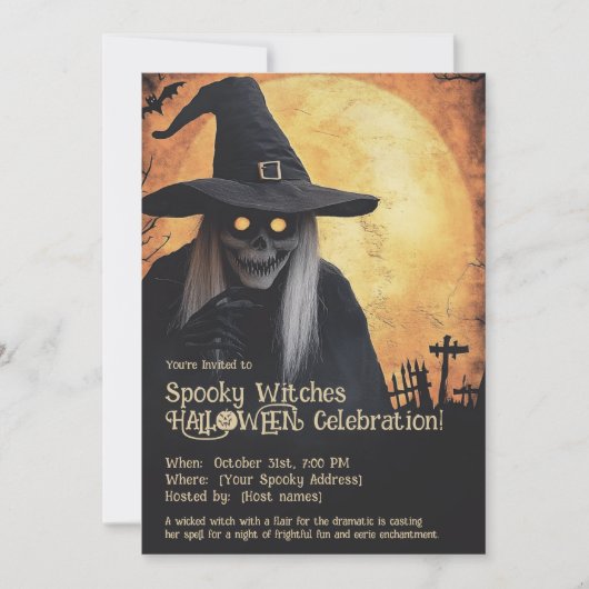 Griezelige Heksen Halloween Feest Kaart (Voorkant)