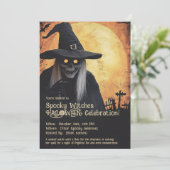 Griezelige Heksen Halloween Feest Kaart (Staand voorkant)