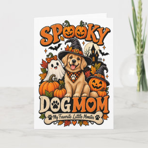 Griezelige Hond Moeder Halloween Schattige Skelet Kaart