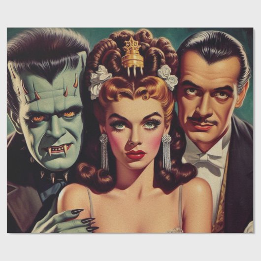 griezelige horrorkunst cadeaupapier (Vlak)