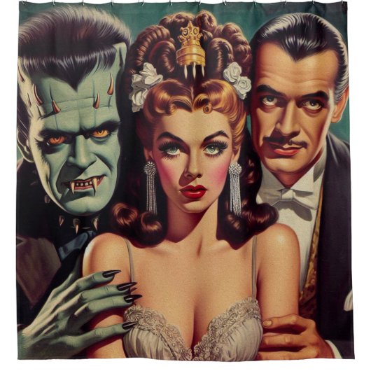  griezelige horrorkunst douchegordijn (Voorkant)