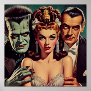 griezelige horrorkunst poster