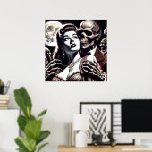 griezelige horrorvrouw poster (Thuiskantoor)