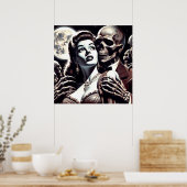 griezelige horrorvrouw poster (Keuken)