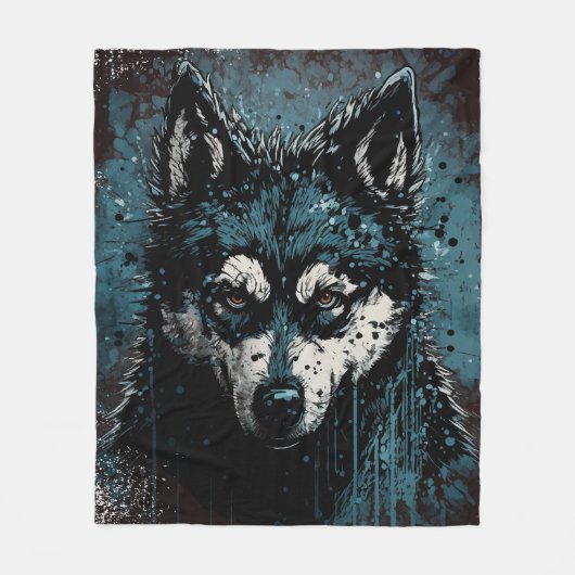 griezelige Husky - Fleece deken (Voorkant)