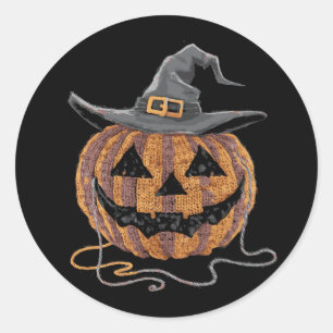 Griezelige Jack o lantaarn gebreide Halloween pomp Ronde Sticker