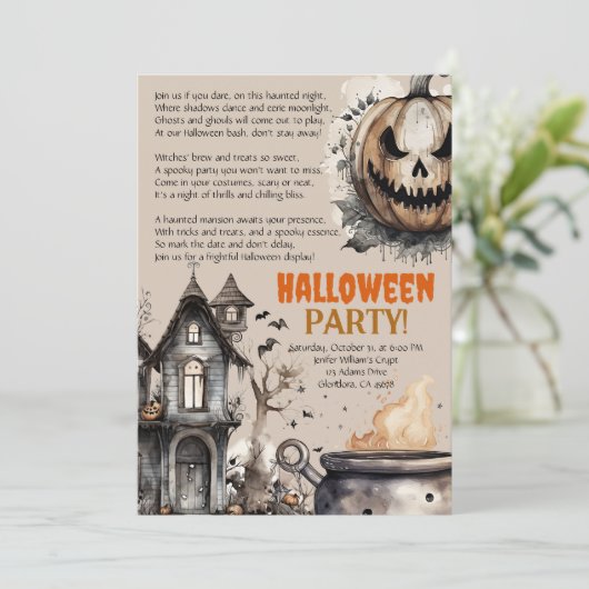 Griezelige Jack O lantaarn Halloween Gedicht Uitno Aankondiging (Staand voorkant)