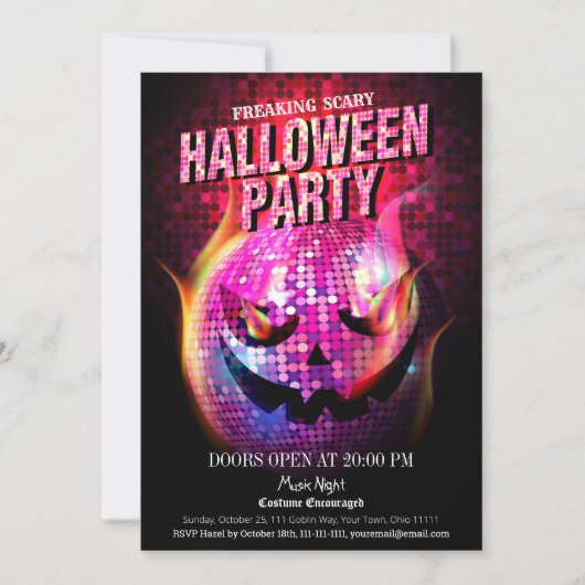 Griezelige Jack-O-Lantern Disco Bal Kaart (Voorkant)
