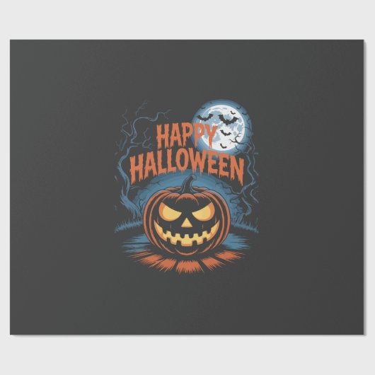 Griezelige Jack O Lantern Halloween Cadeaupapier (Vlak)