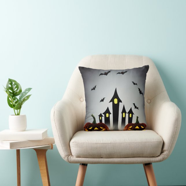 Griezelige Jack o' Lantern Halloween Decoratie Kussen (Stoel)