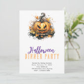 Griezelige Jack-O' Lantern Halloween Dinnerparty Kaart (Staand voorkant)