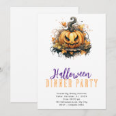 Griezelige Jack-O' Lantern Halloween Dinnerparty Kaart (Voorkant / Achterkant)