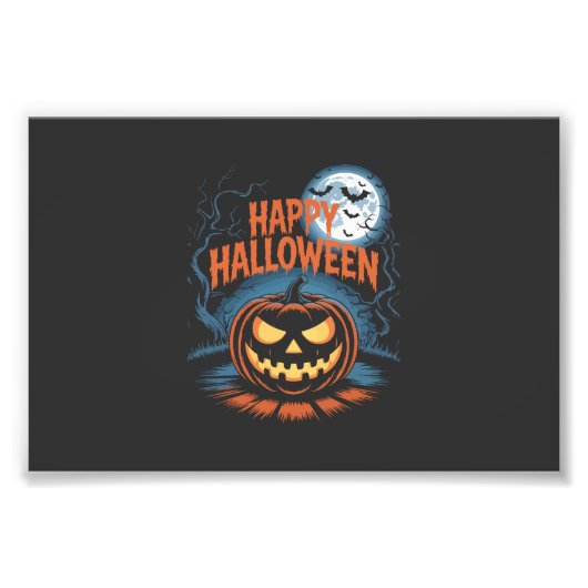 Griezelige Jack O Lantern Halloween Foto Afdruk (Voorkant)