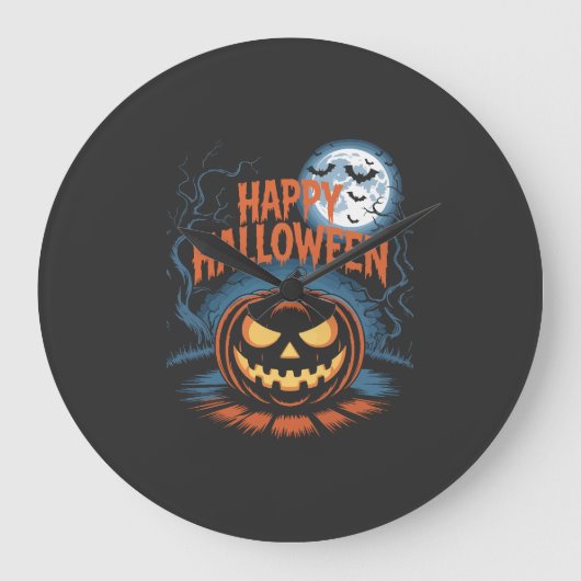 Griezelige Jack O Lantern Halloween Grote Klok (Voorkant)