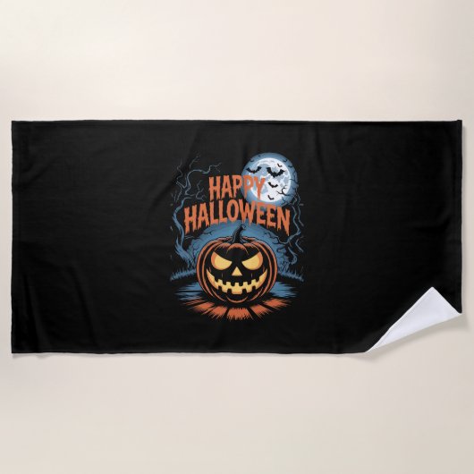 Griezelige Jack O’ Lantern Halloween Strandlaken (Voorkant)