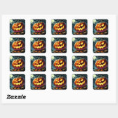Griezelige Jack-o-Lantern Halloween Vierkante Sticker (Vel)