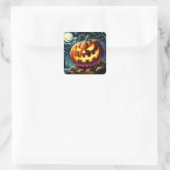 Griezelige Jack-o-Lantern Halloween Vierkante Sticker (Tas)